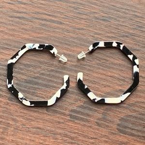 Black and White Geometric Hoop Earrings